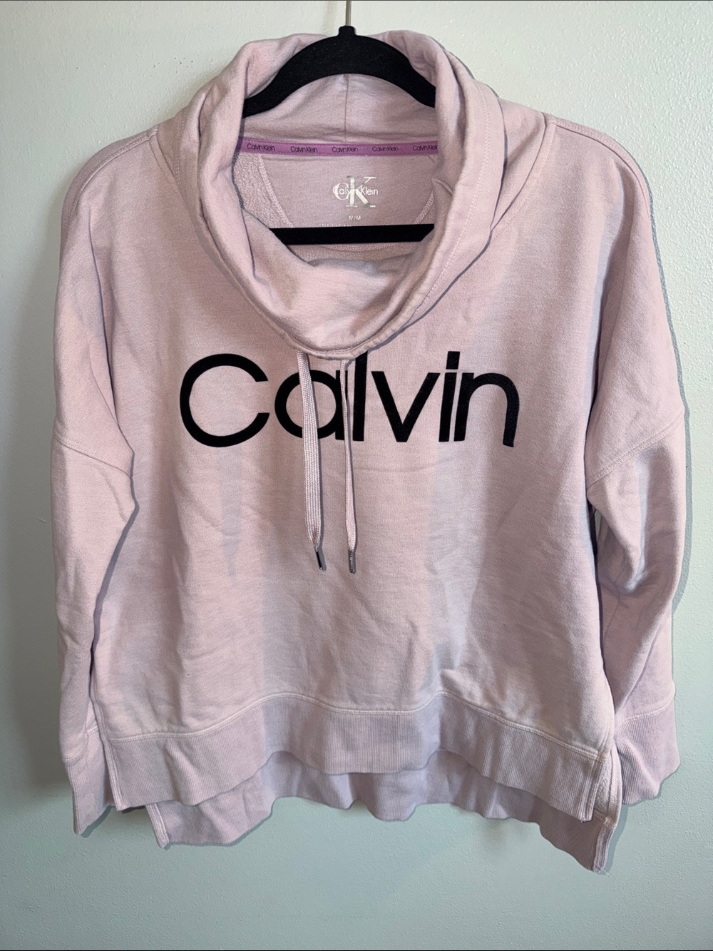 Calvin Klein Pale Pink Cowl-Neck Logo Sweatshirt Size M